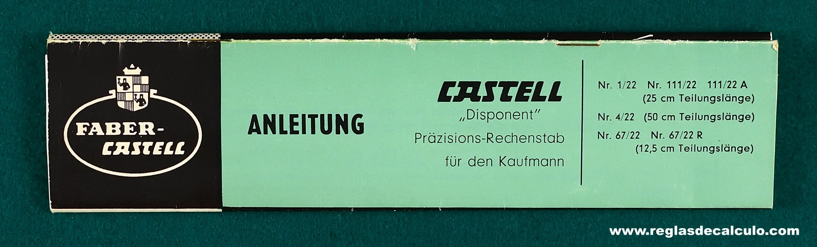 Faber Castell 1/22 Disponent Addiator Regla de Calculo Slide rule