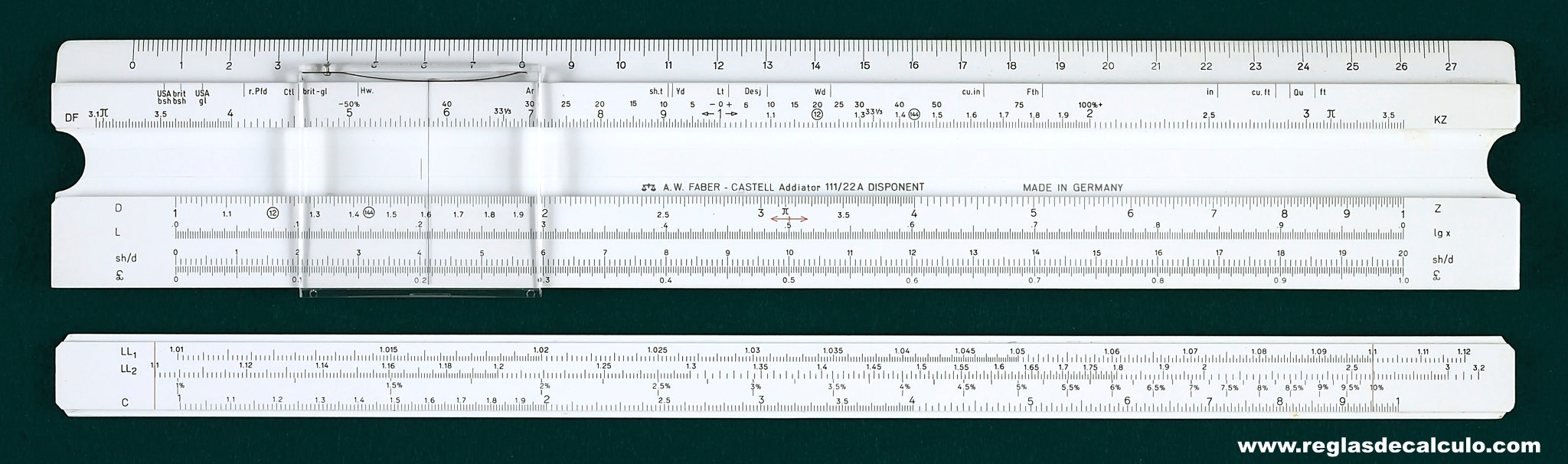 Faber Castell 1/22 Disponent Addiator Regla de Calculo Slide rule