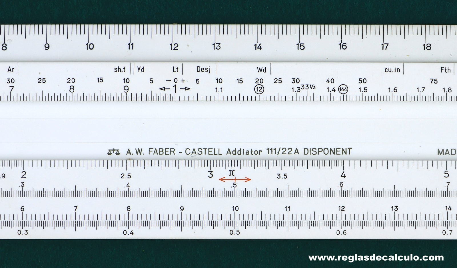Faber Castell 1/22 Disponent Addiator Regla de Calculo Slide rule