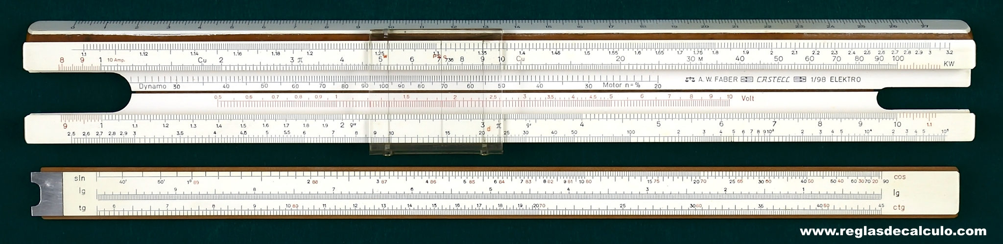 Regla de Calculo Slide rule Faber Castell 1/98 Elektro