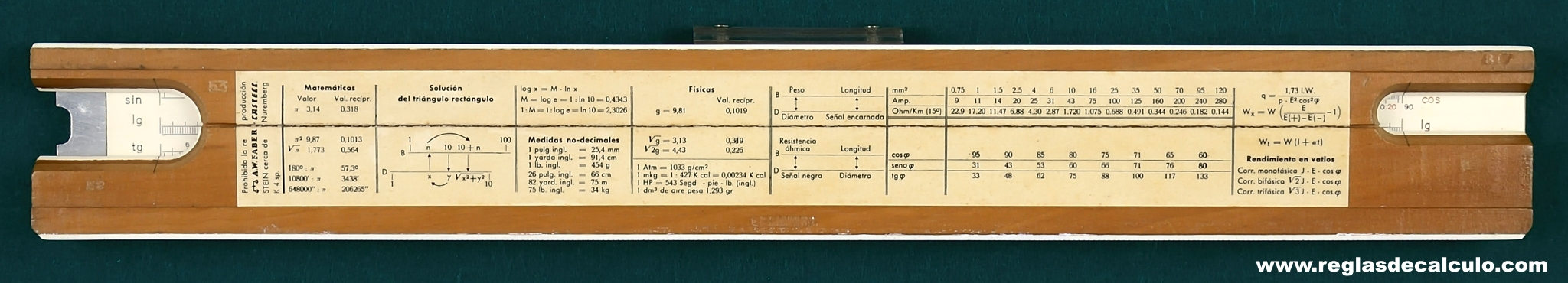 Regla de Calculo Slide rule Faber Castell 1/98 Elektro