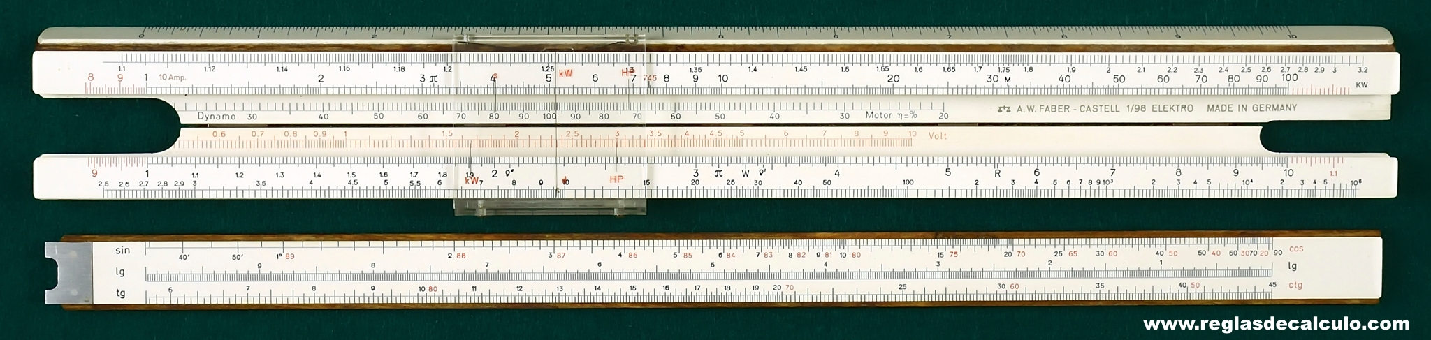 Regla de Calculo Slide rule Faber Castell 1/98 Elektro