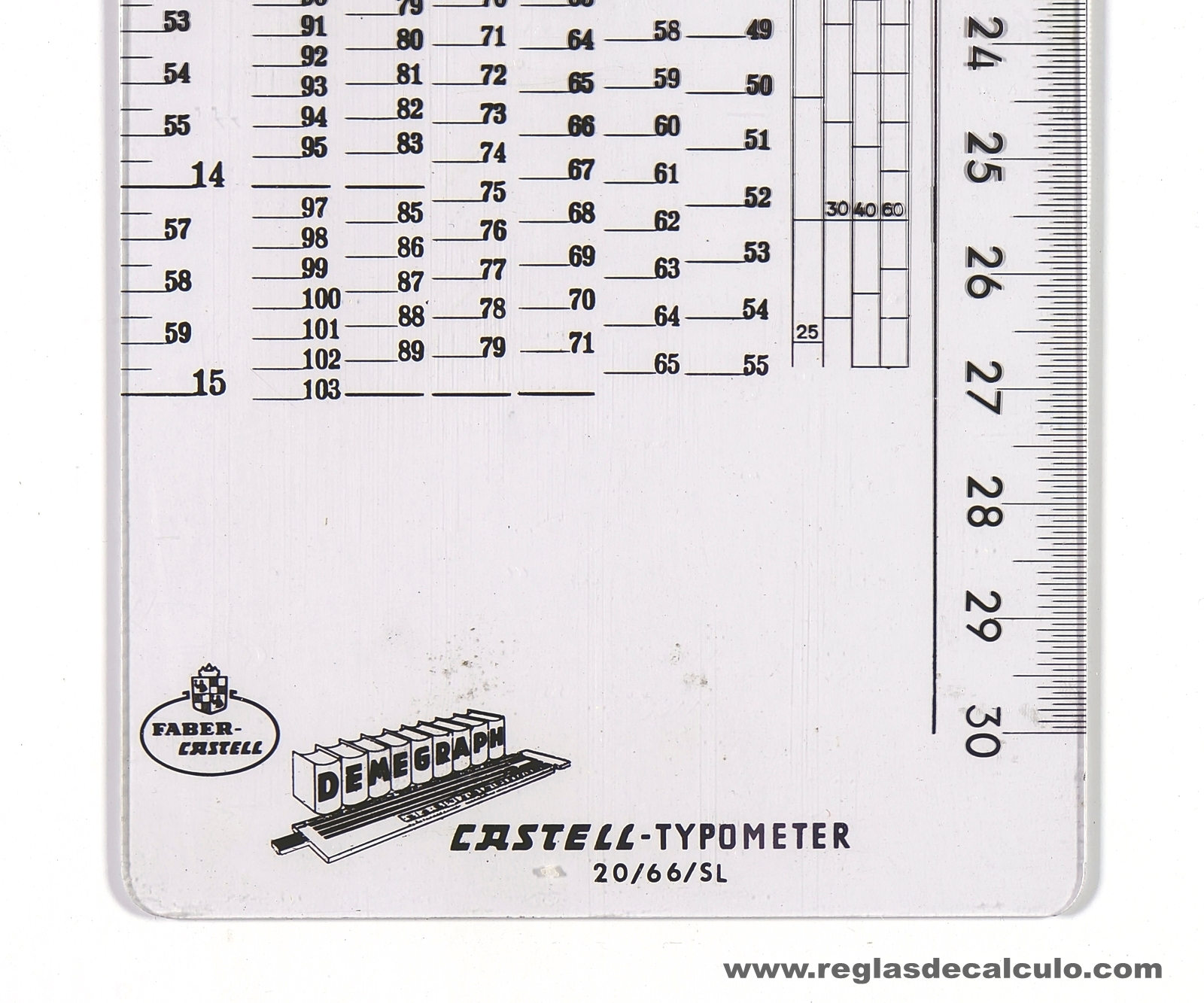 Faber Castell 20/66/SL Typometer Regla de Calculo Slide rule